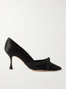 Terka 70 bow-embellished poplin-trimmed satin pumps Terka 70 bow-embellished poplin-trimmed satin pumps