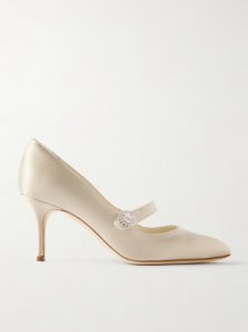 Marijana 70 crystal-embellished satin Mary Jane pumps Marijana 70 crystal-embellished satin Mary Jane pumps