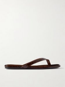 The Flip-Flop Flat croc-effect leather flip flops The Flip-Flop Flat croc-effect leather flip flops