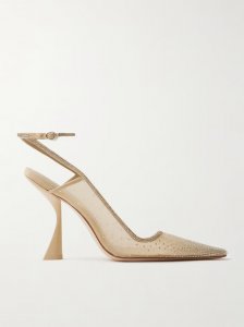Diya suede-trimmed crystal-embellished tulle pumps Diya suede-trimmed crystal-embellished tulle pumps