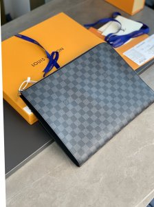 Louis Vuitton LV Pochette Voyage black grid medium clutch Louis Vuitton LV Pochette Voyage black grid medium clutch