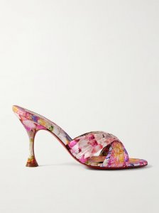 Nicol is Back 85 floral-print satin mules Nicol is Back 85 floral-print satin mules