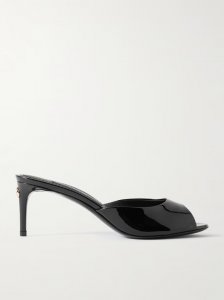 Embellished patent-leather mules Embellished patent-leather mules