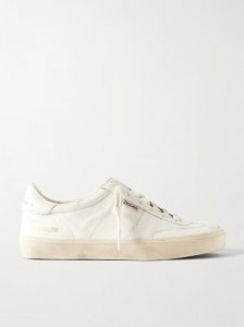 Soul-Star logo-print distressed leather sneakers Soul-Star logo-print distressed leather sneakers