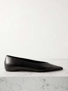 + NET SUSTAIN The Asymmetric Ballerina leather point-toe flats + NET SUSTAIN The Asymmetric Ballerina leather point-toe flats