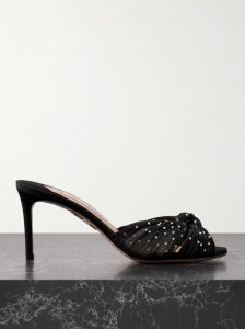 Slow Kisses 75 crystal-embellished knotted silk-satin and chiffon mules Slow Kisses 75 crystal-embellished knotted silk-satin and chiffon mules
