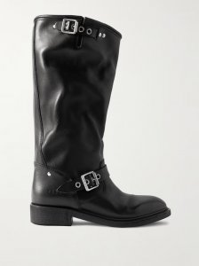 Buckled leather knee boots Buckled leather knee boots
