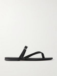 Laszlo buckle-embellished satin sandals Laszlo buckle-embellished satin sandals