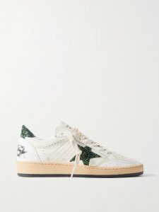 Ballstar glittered distressed leather sneakers Ballstar glittered distressed leather sneakers