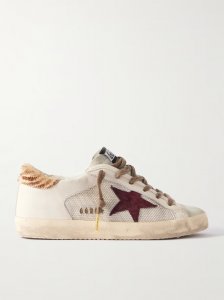 Super-Star calf hair and suede-trimmed mesh and distressed leather sneakers Super-Star calf hair and suede-trimmed mesh and distressed leather sneakers