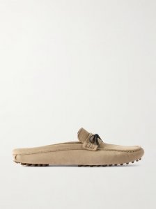 Bead-embellished suede slippers Bead-embellished suede slippers
