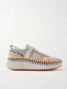 Nama embroidered suede and recycled-mesh sneakers Nama embroidered suede and recycled-mesh sneakers