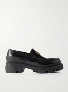 Terra logo-embellished leather platform loafers Terra logo-embellished leather platform loafers