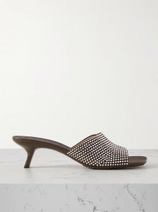 Petal crystal-embellished suede mules Petal crystal-embellished suede mules