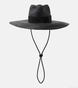 Ruslan BaginskiyLeather-trimmed straw sun hat Ruslan BaginskiyLeather-trimmed straw sun hat