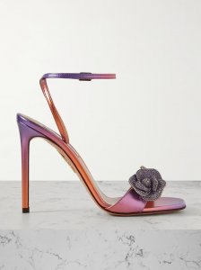 Crystal Orchid 105 crystal-embellished appliquéd dégradé metallic leather sandals Crystal Orchid 105 crystal-embellished appliquéd dégradé metallic leather sandals