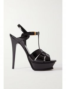 Tribute woven patent-leather platform sandals Tribute woven patent-leather platform sandals