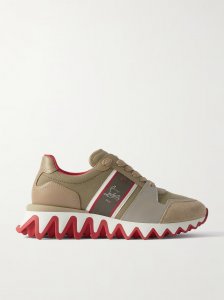 Nastroshark 40 embroidered grosgrain-trimmed suede, canvas and leather sneakers Nastroshark 40 embroidered grosgrain-trimmed suede, canvas and leather sneakers