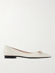 Erin horsebit-detailed leather point-toe flats Erin horsebit-detailed leather point-toe flats