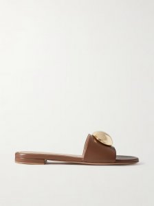 Embellished leather slides Embellished leather slides