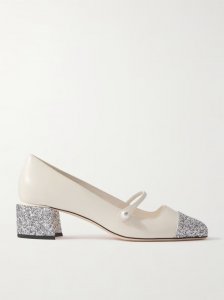Elisa 45 embellishedglittered leather Mary Jane pumps Elisa 45 embellishedglittered leather Mary Jane pumps