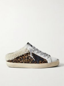 Superstar Sabot shearling-lined distressed leopard-print calf hair and leather slip-on sneakers Superstar Sabot shearling-lined distressed leopard-print calf hair and leather slip-on sneakers
