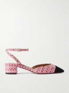 French Flirt 35 grosgrain-trimmed metallic woven raffia Mary-Jane pumps French Flirt 35 grosgrain-trimmed metallic woven raffia Mary-Jane pumps