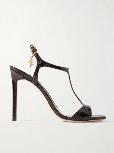 Angelina logo-embellished croc-effect leather sandals Angelina logo-embellished croc-effect leather sandals