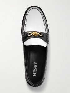 Embellished two-tone leather penny loafers Embellished two-tone leather penny loafers