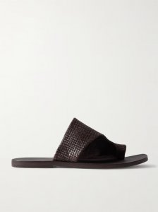 Asymmetric woven leather slides Asymmetric woven leather slides