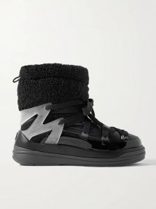 Insolux M rubber-trimmed fleece, shell and patent-leather snow boots Insolux M rubber-trimmed fleece, shell and patent-leather snow boots