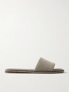 Bead-embellished suede slides Bead-embellished suede slides