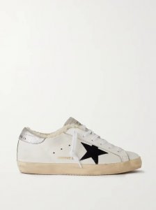 Super-Star shearling-lined distressed suede and leather sneakers Super-Star shearling-lined distressed suede and leather sneakers