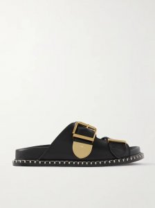 + NET SUSTAIN Rebecca whipstiched leather slides + NET SUSTAIN Rebecca whipstiched leather slides