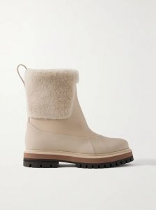 Regent cashmere and silk-blend and leather ankle boots Regent cashmere and silk-blend and leather ankle boots
