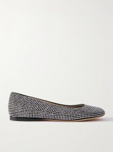 Crystal-embellished suede ballet flats Crystal-embellished suede ballet flats