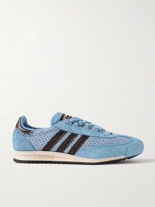 + Wales Bonner SL76 leather-trimmed brushed-suede and mesh sneakers + Wales Bonner SL76 leather-trimmed brushed-suede and mesh sneakers