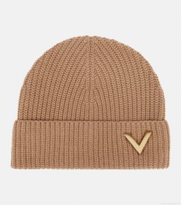 ValentinoRibbed-knit embellished cashmere beanie ValentinoRibbed-knit embellished cashmere beanie