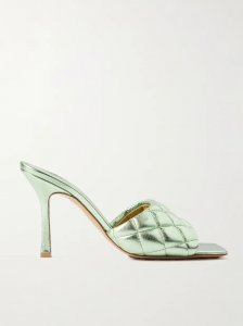 Quilted metallic leather mules Quilted metallic leather mules