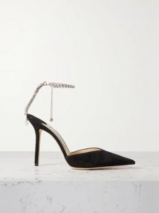 Saeda 100 crystal-embellished suede pumps Saeda 100 crystal-embellished suede pumps