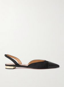 Milanese leather-trimmed grosgrain slingback flats Milanese leather-trimmed grosgrain slingback flats