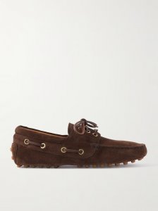 Gommino leather-trimmed suede loafers Gommino leather-trimmed suede loafers