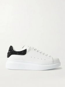 Crystal-embellished leather exaggerated-sole sneakers Crystal-embellished leather exaggerated-sole sneakers