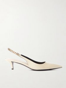 Signoria embellished patent-leather slingback pumps Signoria embellished patent-leather slingback pumps