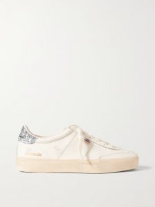 Soul-Star distressed glittered leather sneakers Soul-Star distressed glittered leather sneakers