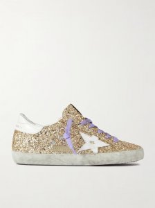 Super-Star distressed glittered leather sneakers Super-Star distressed glittered leather sneakers
