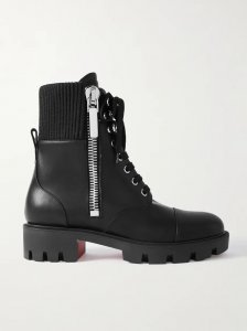En Hiver Lug 40 ribbed knit-trimmed leather ankle boots En Hiver Lug 40 ribbed knit-trimmed leather ankle boots