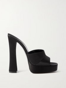 Boogie satin and crepe de chine platform mules Boogie satin and crepe de chine platform mules