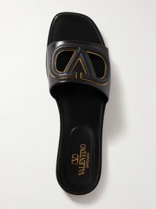 VLOGO cutout leather slides VLOGO cutout leather slides
