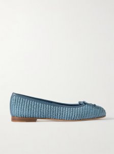 Veralli leather-trimmed raffia ballet flats Veralli leather-trimmed raffia ballet flats